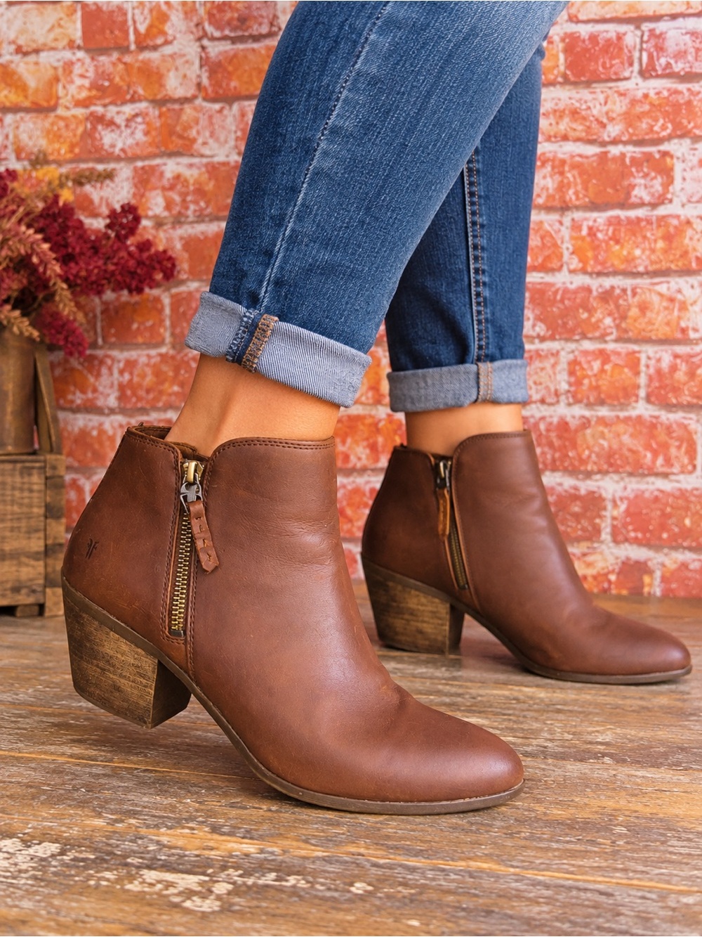 Frye Brown Judith Ankle Boots